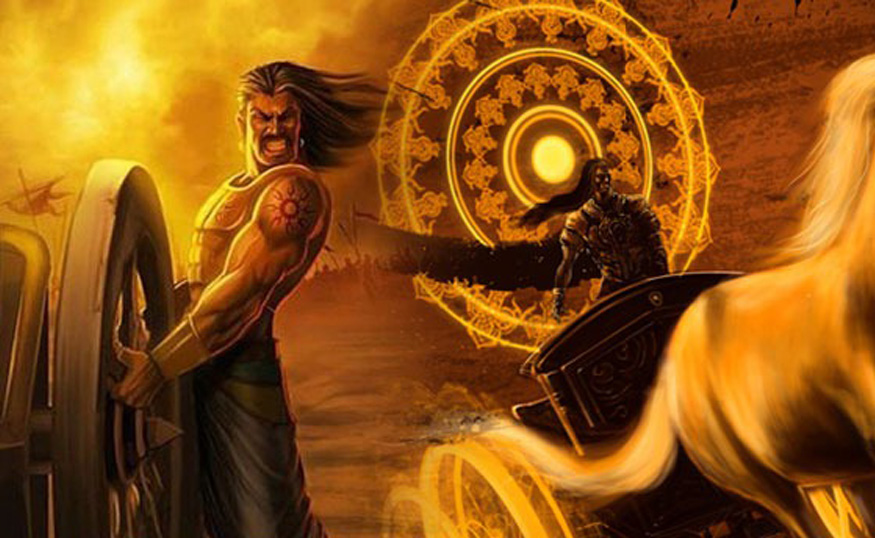 karna stuck with his chariot wheel causing death
