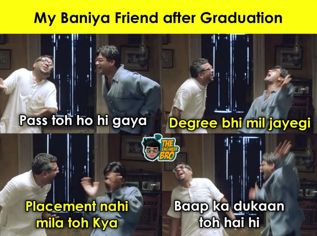 Hera Pheri MEME of baniya friend after graduation
