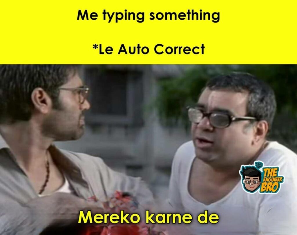 autocorrect while typing meme based on Hera Pheri