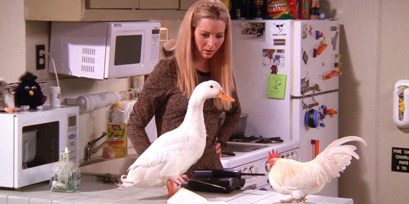 lisa kudrow aka phoebe with the duck and the chick