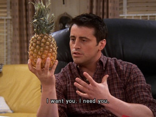 lonely joey tribbiani proposing pineapple
