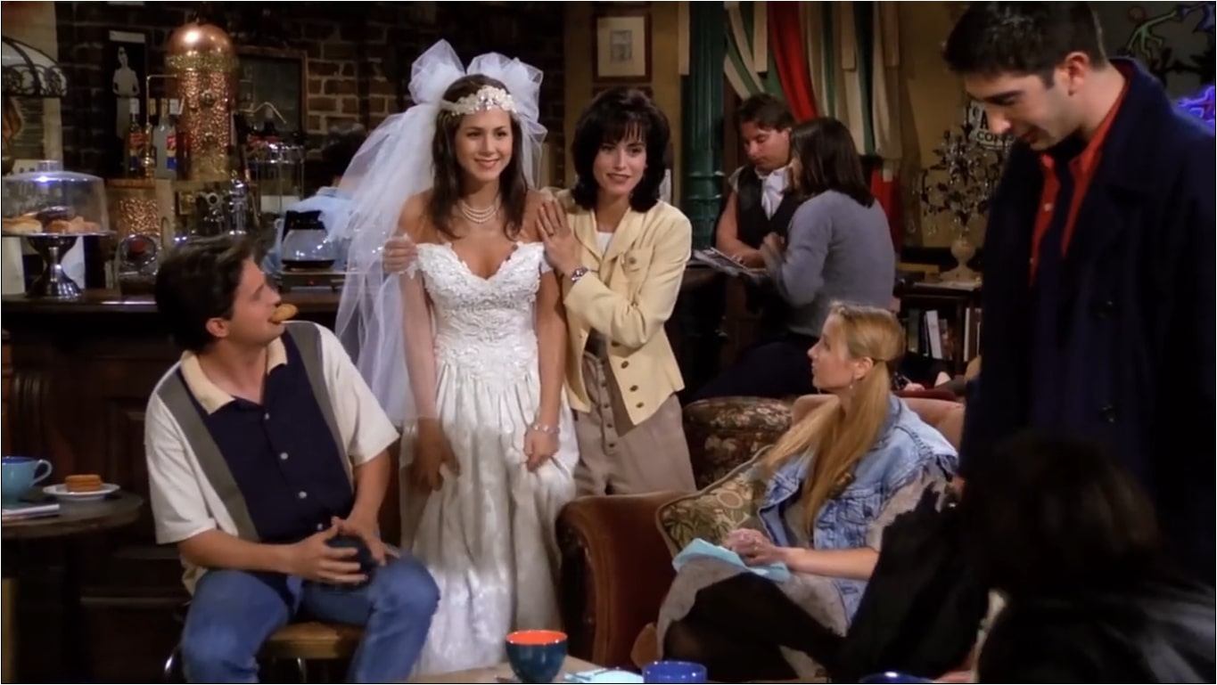 rachel coming in as bride in first episode of friends