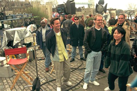 chandler in outdoor filming shoot for friends