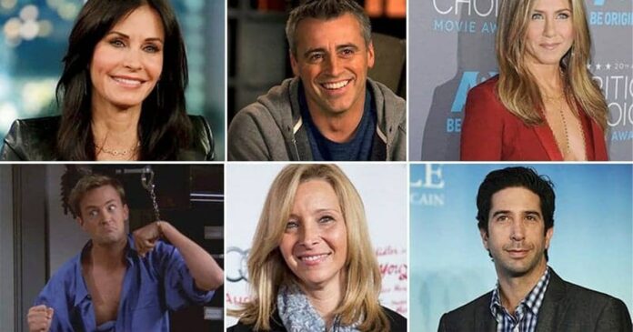 friends cast looking old and all six in one collage