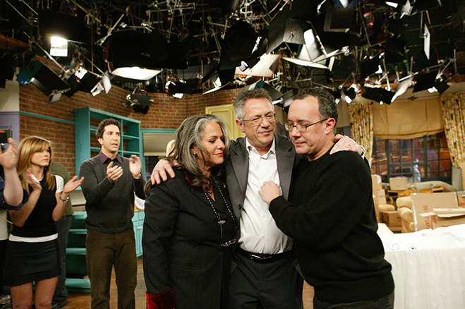 david crane, marta kauffman and kevin bright on the last day of friends