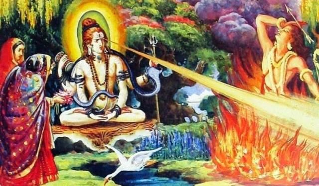 Lord Shiva burns Kamadeva