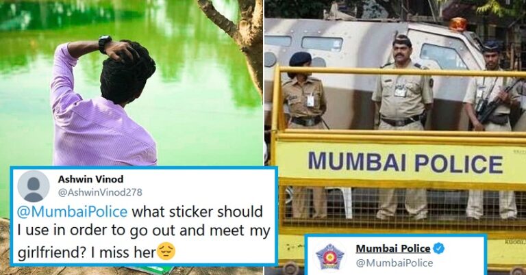 Mumbai Police Gives Perfect Response To A Man Who Wanted To Meet His Girlfriend In Curfew