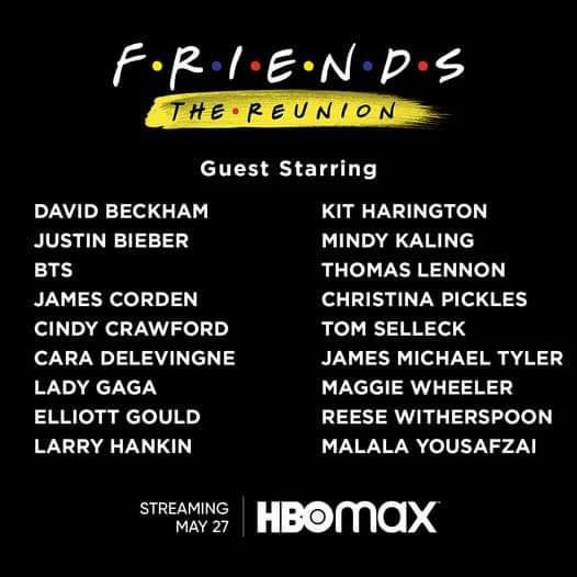 friends reunion guest list revealed by hbo