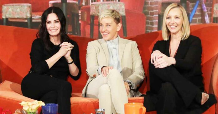 courteney cox and lisa kudrow at the ellen show to discuss friends reunion