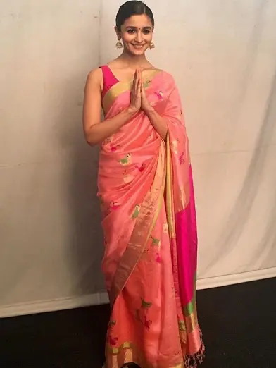 Alia Bhatt namaste pose in a saree