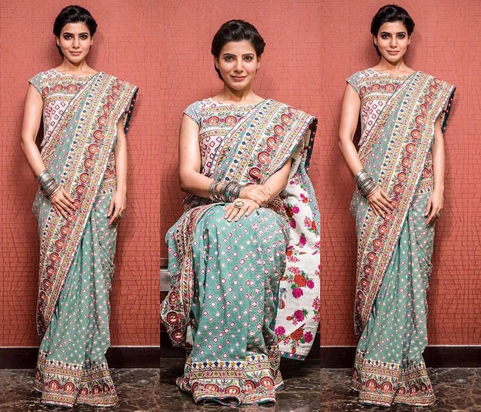 posing in saree while sitting like a good girl