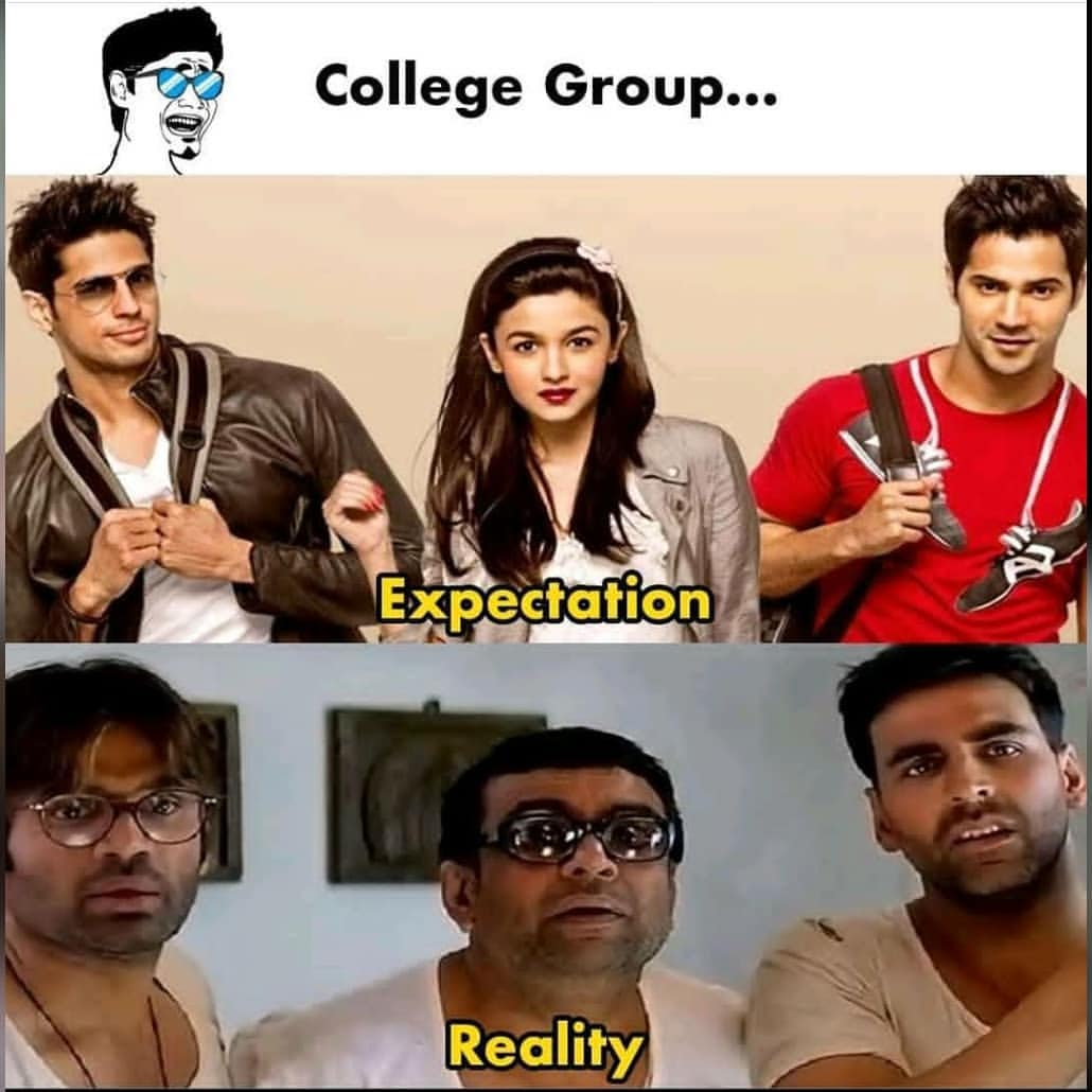 college expectations vs reality meme