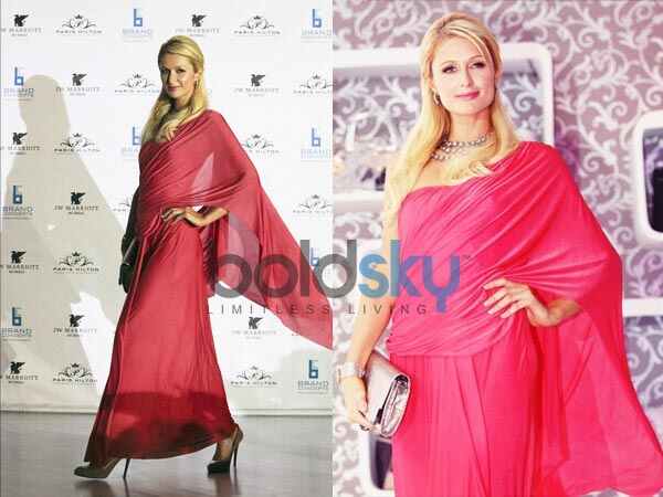 paris hilton saree pose