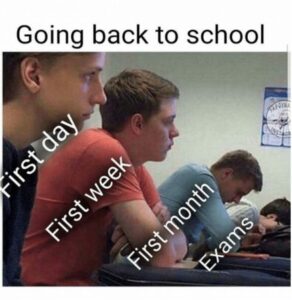 funny memes on going to school after a vacation