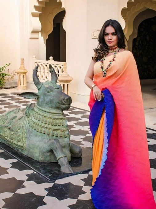 Simple and Classy standing saree pose
