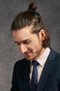 half up half down hairstyle for men to look professional