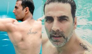 akshay kumar tattoo for his children and wife