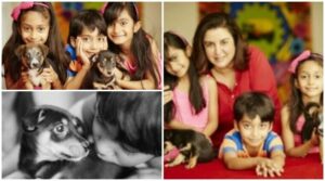 farah's kids with their dogs