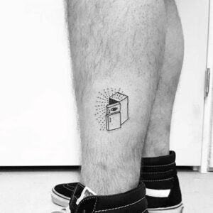 cute small size tattoo on leg for men