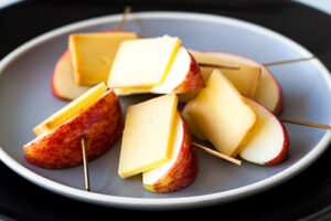 apple with sliced cheese