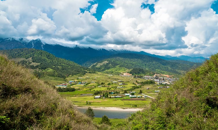 view from mechuka valley of arunachal pradesh