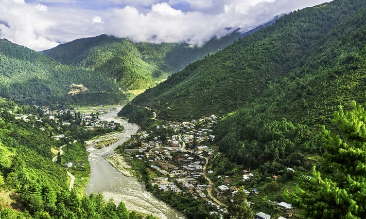 river between valley in Dirang, Arunachal Pradesh