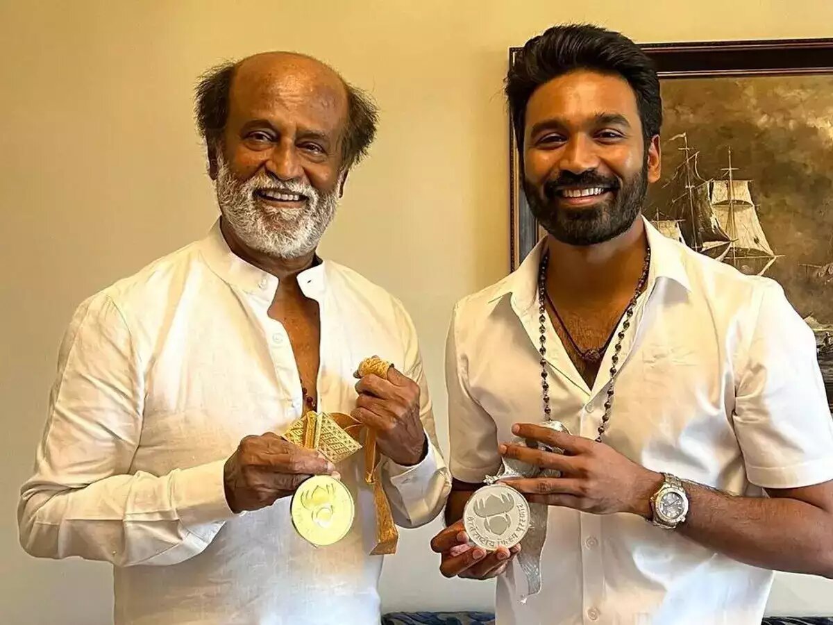 Dhanush and Rajnikanth