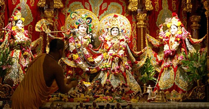 Lord Krishna and Goddess Radha in Iskcon temple