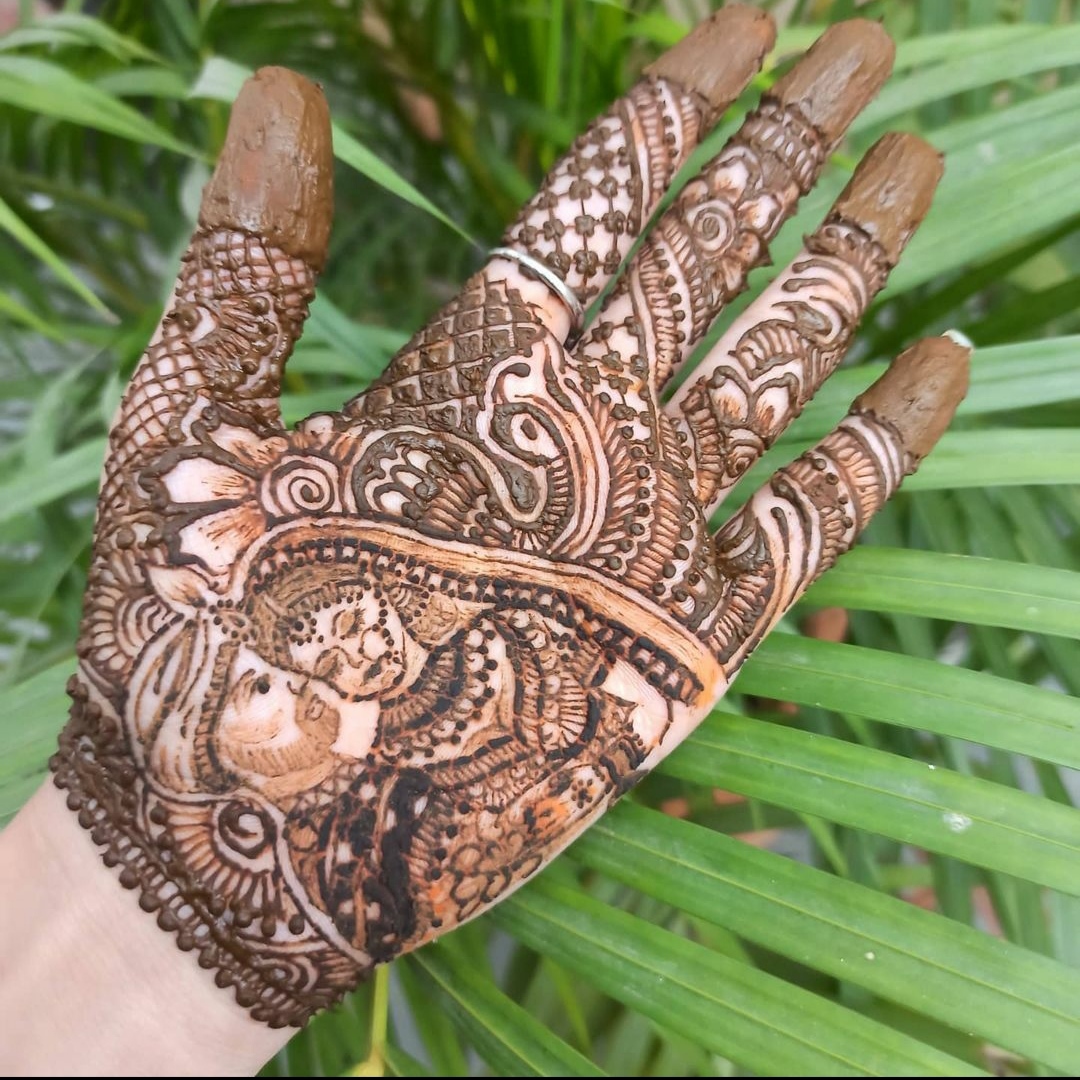 Rajasthani groom henna design on hand