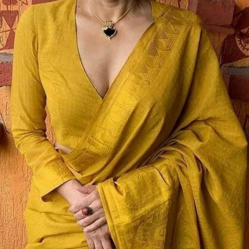 yellow full sleeve blouse design