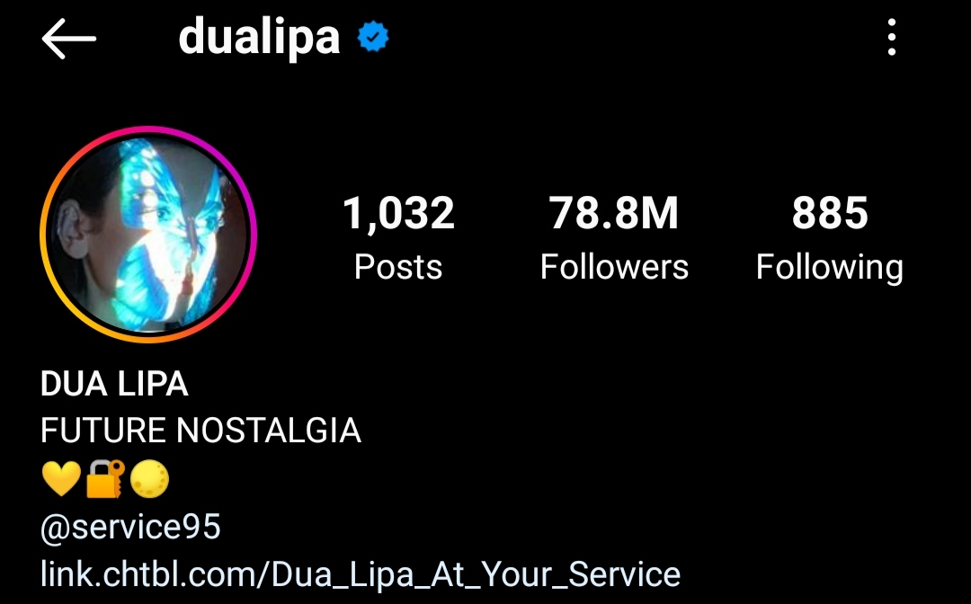 dua lipa most followed celebrity on instagram