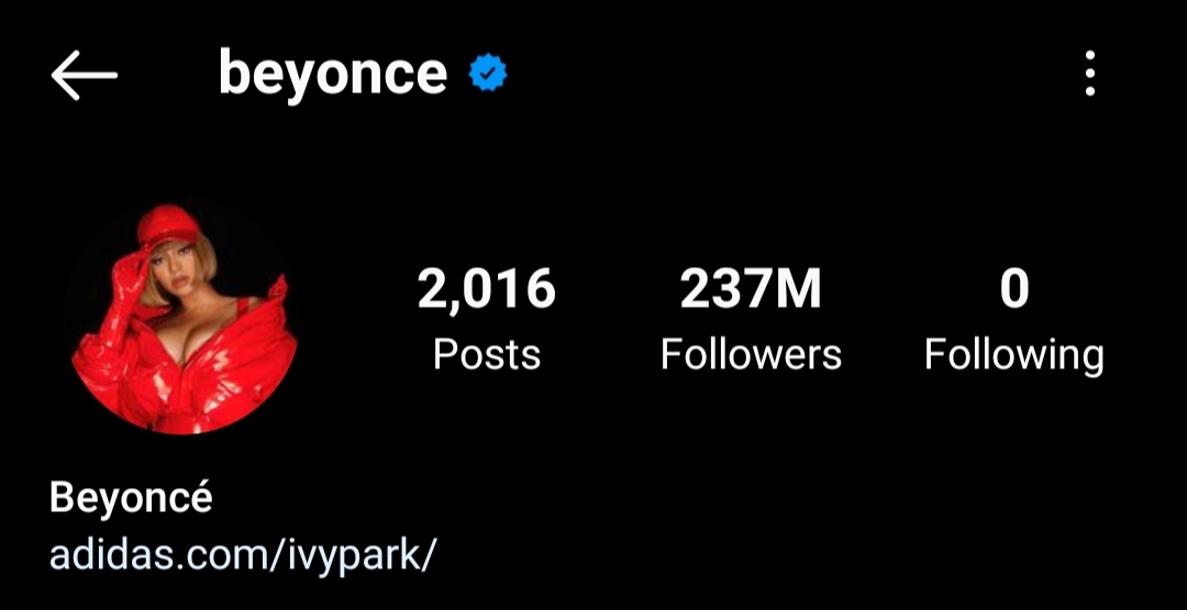Beyonce instagram followers count