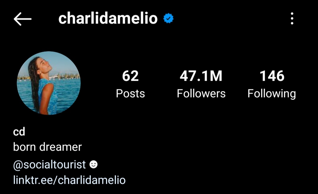 Charlie Damelio instagram account