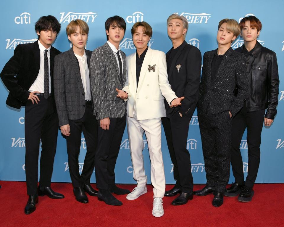 BTS members at Forbes event