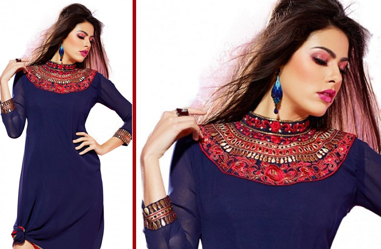 Jewel Neckline in Kurtis