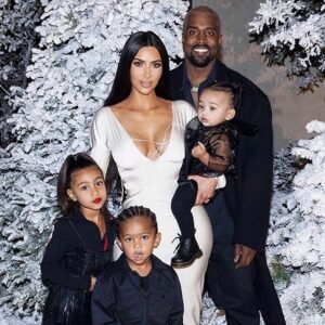 Kanye West and Kim Kardashian with family