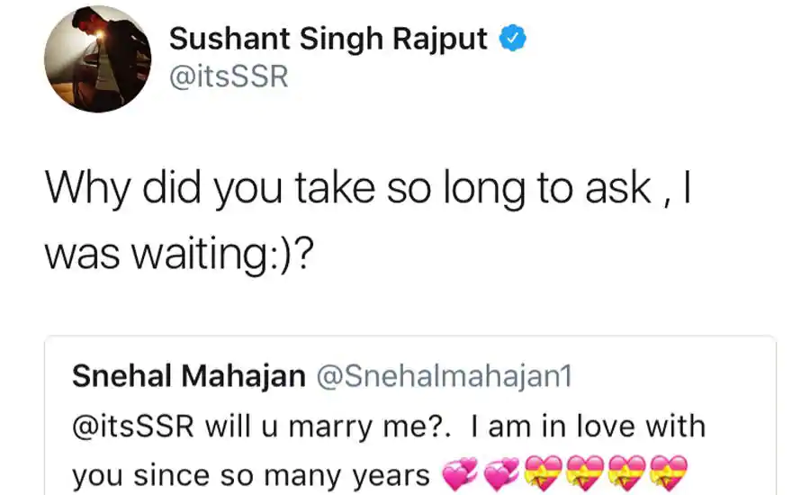 Sushant Singh Rajput marriage proposal on Twitter