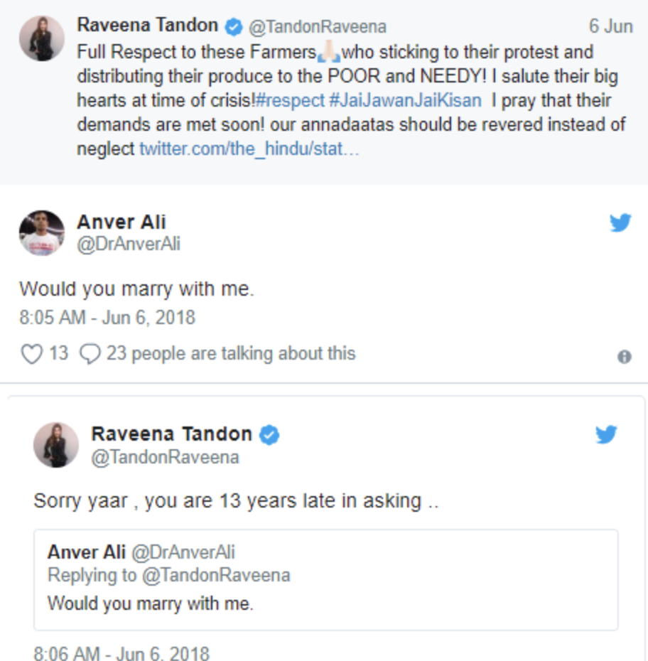 Raveena Tandon Twitter Proposal