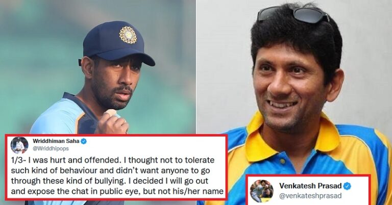 Venkatesh Prasad Responds To Wriddhiman Saha Tweet Of Not Exposing Journalist Name