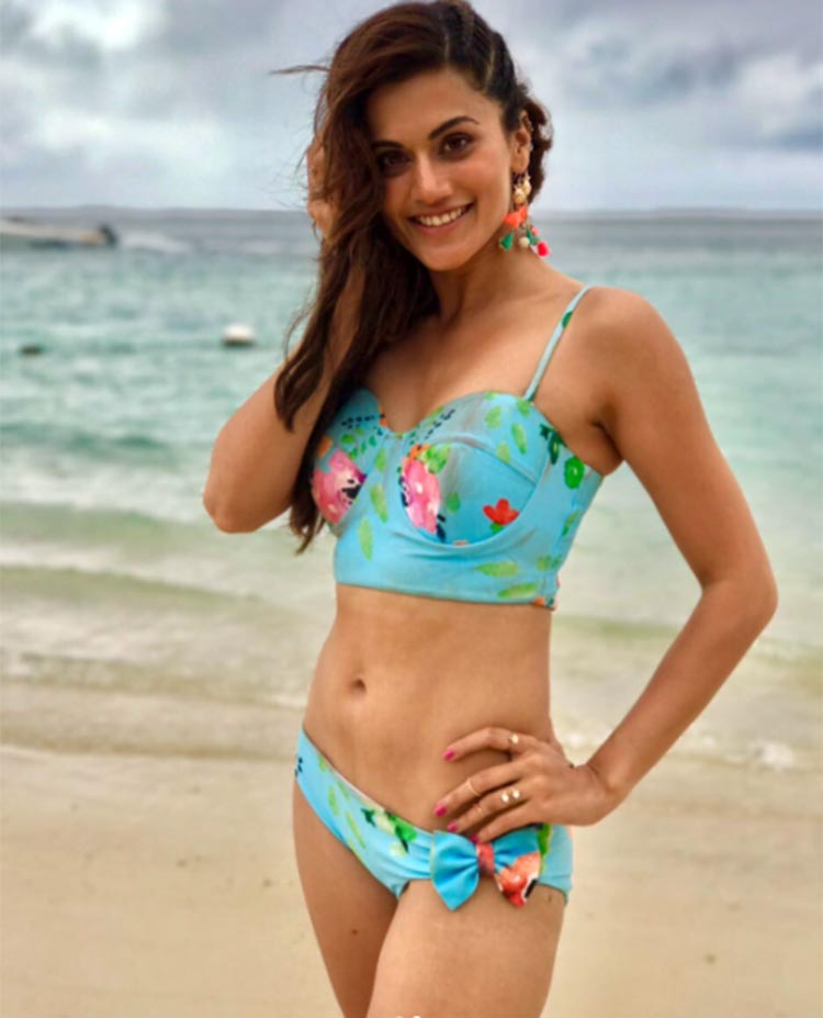 Taapsee Pannu in a blue bikini