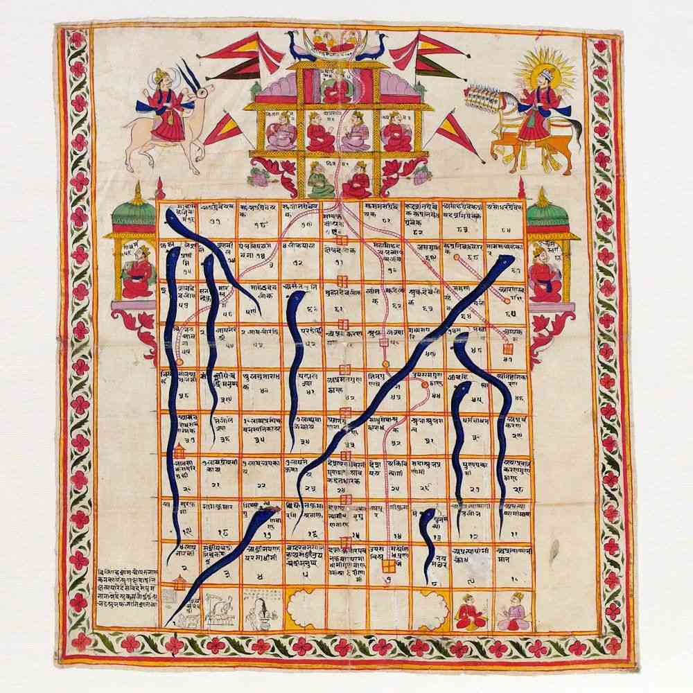Old snakes and ladders game