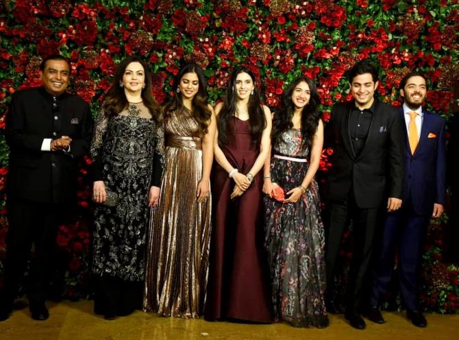 Radhika Merchant with the Ambani clan