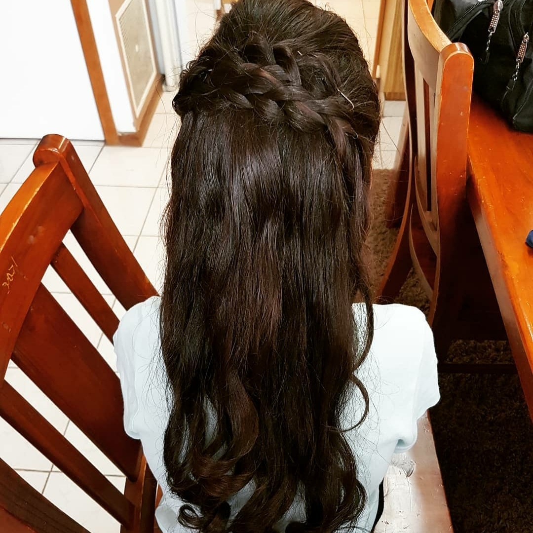Half up braid hairstyle on saree