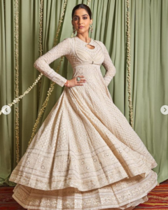 sonam kapoor in white anarkali