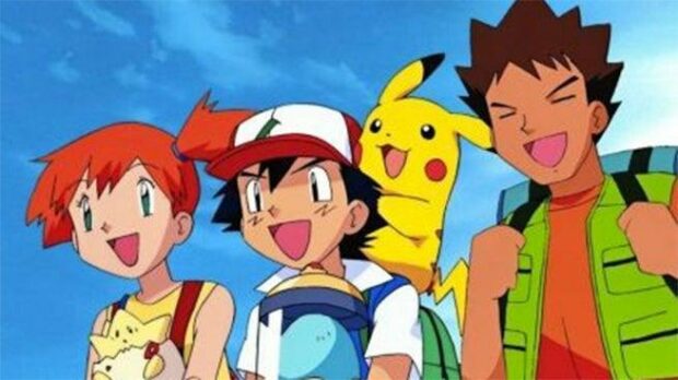 Ash Brock and Misty with Pikachu