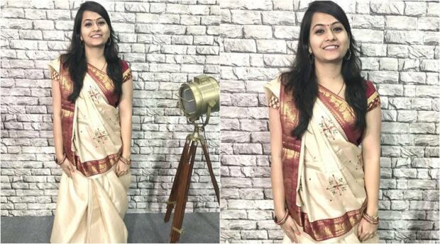Step-by-step guide on how to wear sarees in the traditional Nivi style, how to wear sarees, how to drape a saree, how to wear saree in different style, how to look slim in saree, how to wear a lehenga style saree. Gujarati Style Saree Drape, Mews