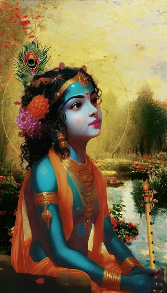 handmade painting of lord krishna