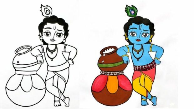 9 Little Krishna Drawing