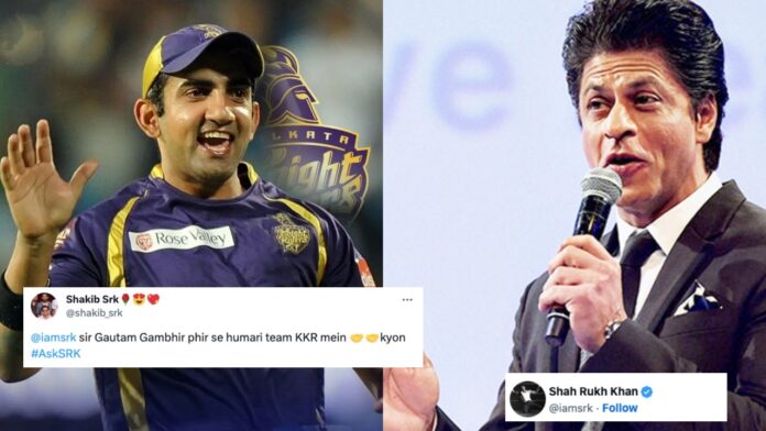 Shahrukh gives reply to a fan questioning on Gambhir comeback in KKR