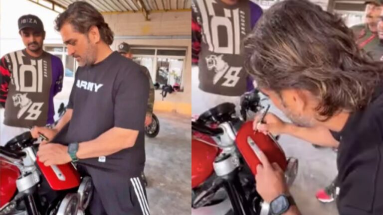 Dhoni cleans the dust from a Fan’s Bike before Signing it, Video Goes Viral